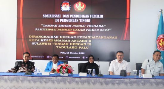 KPU Sulteng dan Untad Teken MoU Sukseskan Pemilu 2024