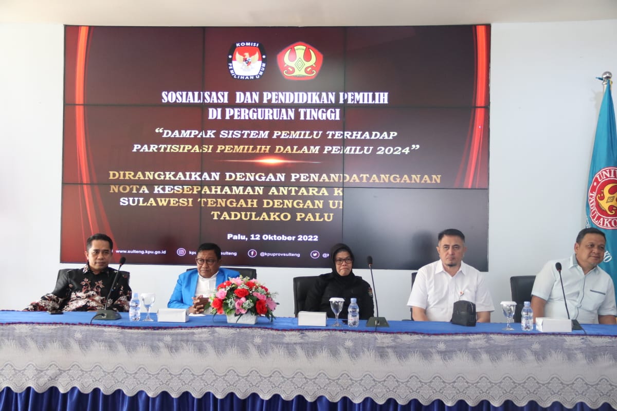 KPU Sulteng dan Untad Teken MoU Sukseskan Pemilu 2024
