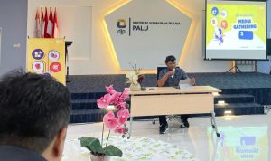 Kepala KPP Pratama Palu, Bangun Nur Cahya Kurniawan di acara Media Gathering Selasa  (06/02/2024),di Aula KPP Pratama Palu