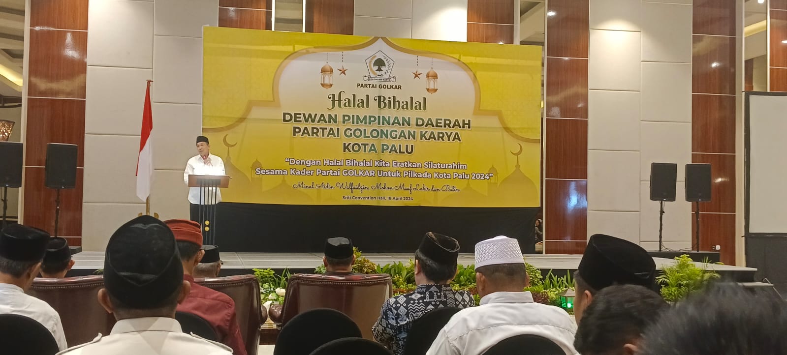 Ketua Golkar Kota Palu, Muhlis U Aca,memberikan sambutan . Foto : Istimewah